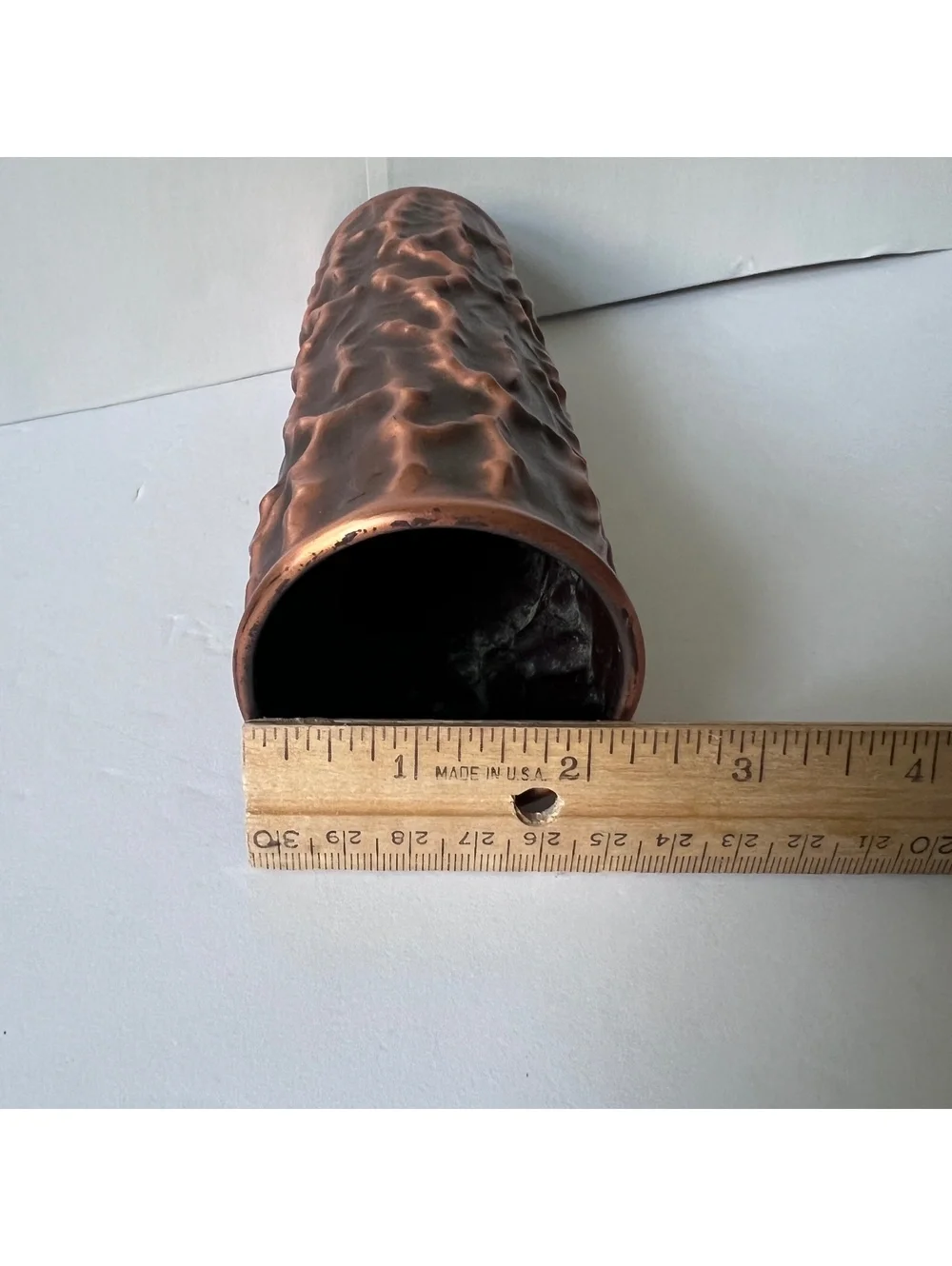 Vintage MCM Copper Vase 7.5” Textured Brutalist Design Germany 60s